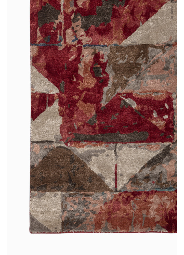 genesis red and orange wool and viscose hand tufted Rug - Corner genesis red and orange wool and viscose hand tufted Rug - Corner